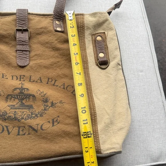 Myra Tote Bag Brown Le Cafe De La Place Provence Cotton and Leather - Picture 7 of 14